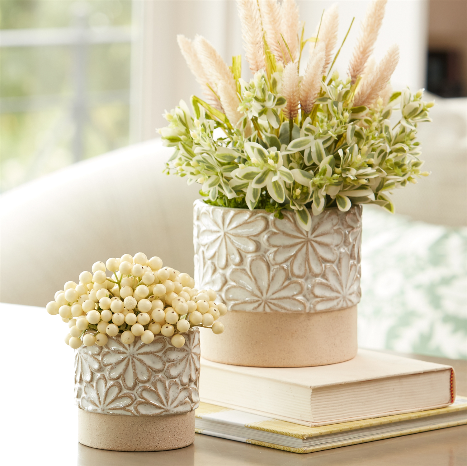 Container (Set of 2) 4"D x 4"H, 6"D x 5"H Ceramic