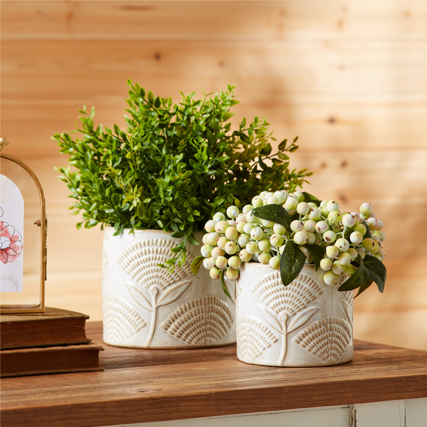 Container (Set of 2) 4"D x 3.5"H, 5.5"D x 4.5"H Porcelain