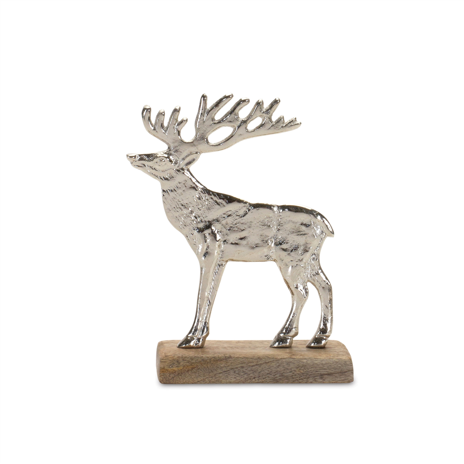 Metal Deer Silhouette with Wood Base (Set of 2)