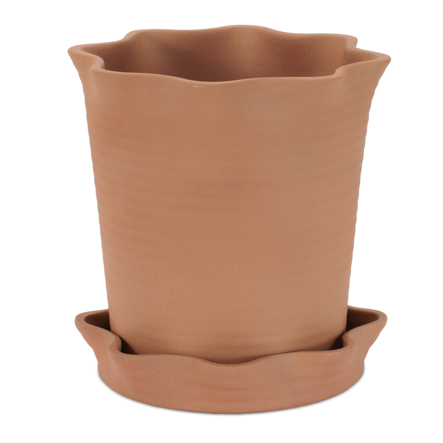 Container w/Saucer 7"D x 7.75"H Ceramic