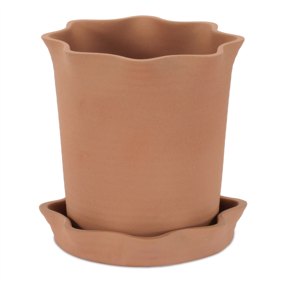 Container w/Saucer 6.5"D x 7"H Ceramic