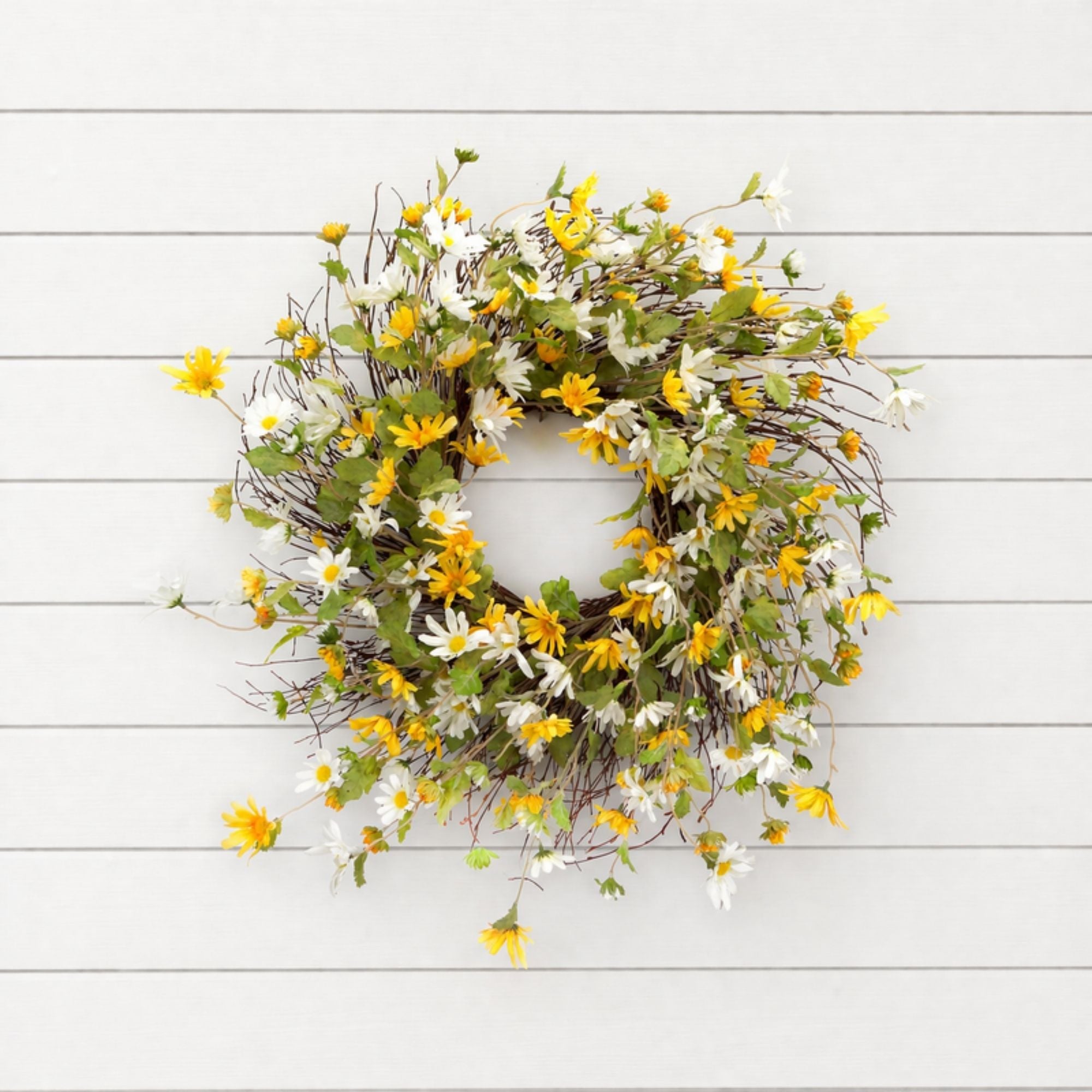 Daisy Wreath 24"D Polyester