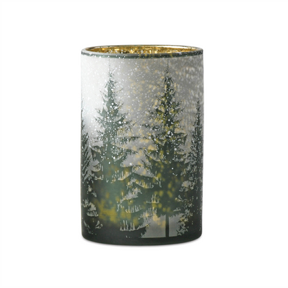 Frosted Pine Mercury Glass Candle Holder (Set of 2)