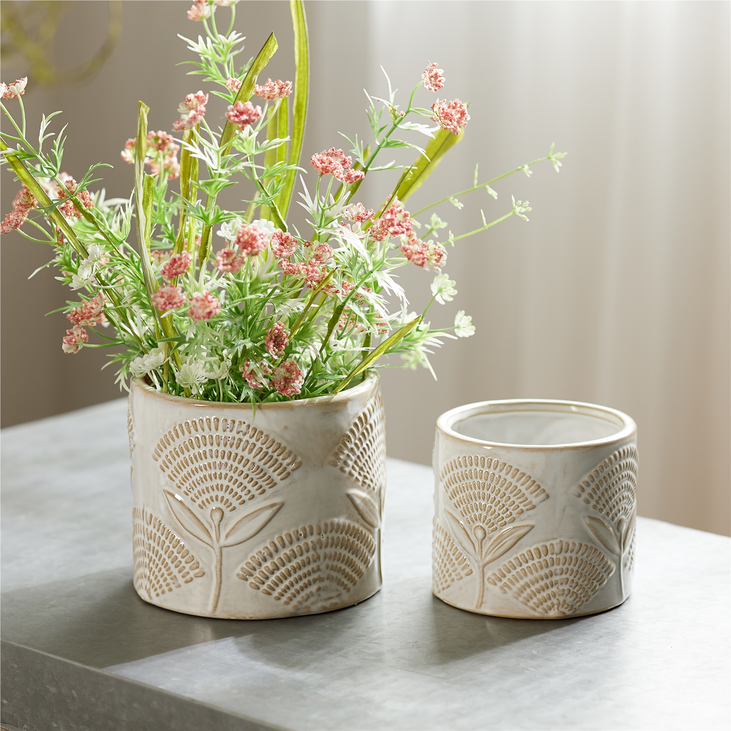 Container (Set of 2) 4"D x 3.5"H, 5.5"D x 4.5"H Porcelain