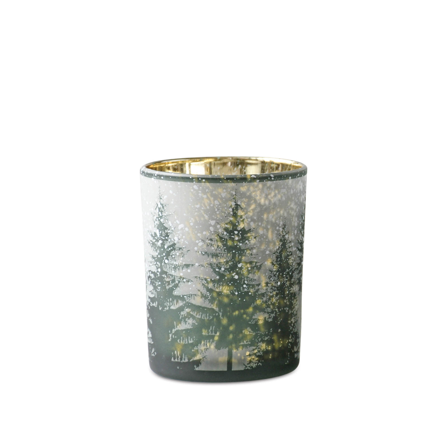 Frosted Pine Mercury Glass Candle Holder (Set of 2)