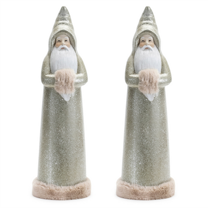 Glittered Sage Santa Statue (Set of 2)