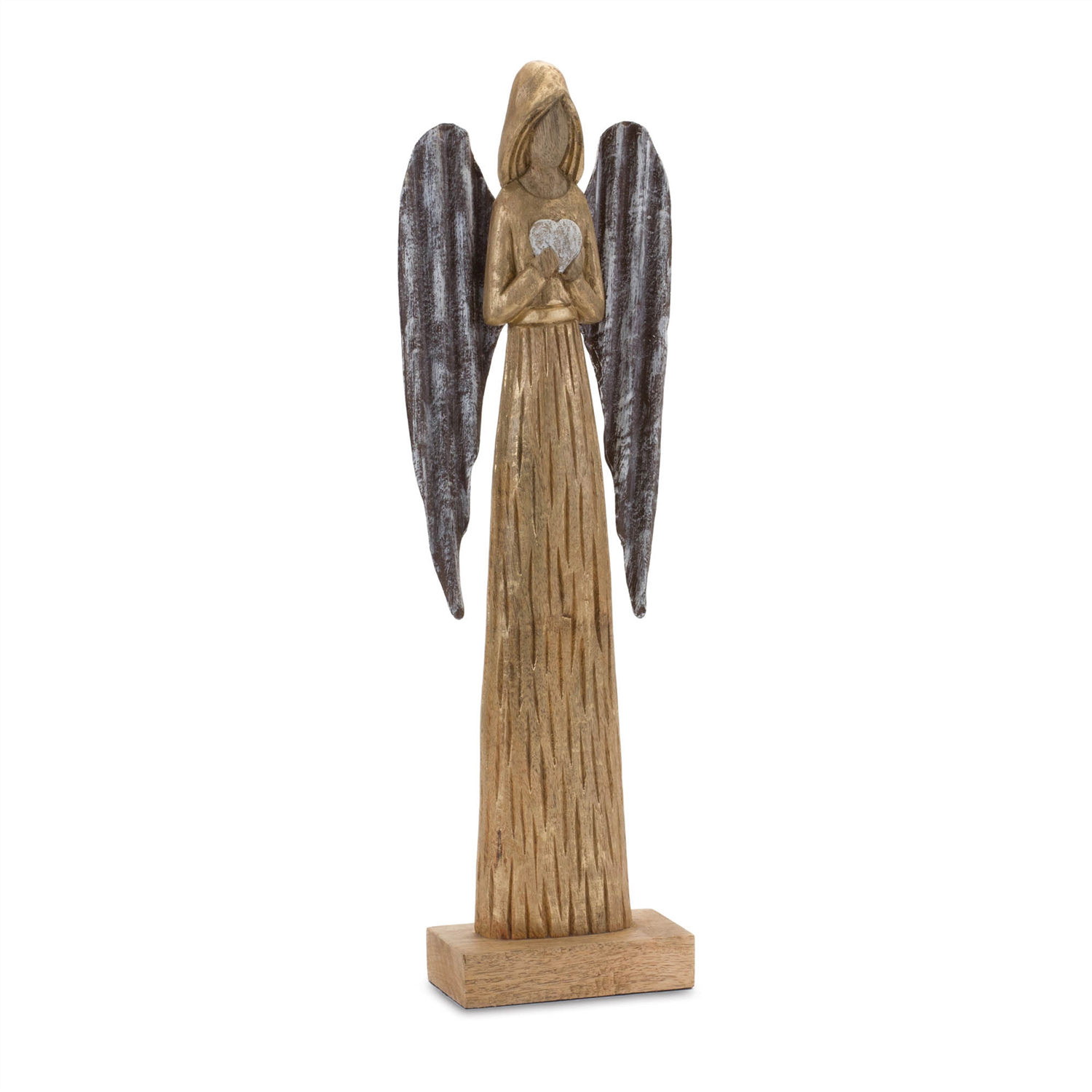 Carved Wood Angel Statue (Set of 2)