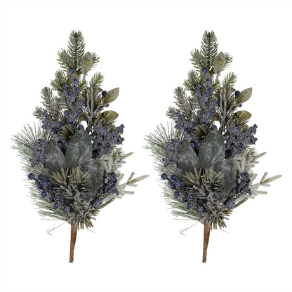 Frosted Blueberry Pine Spray (Set of 2)