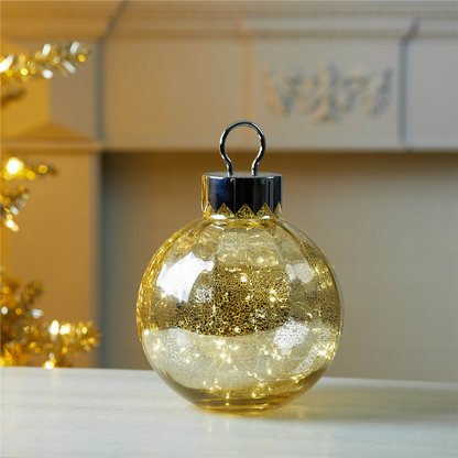LED Ornament 9.5"D x 13"H Glass 3 AA Batteries Not Included