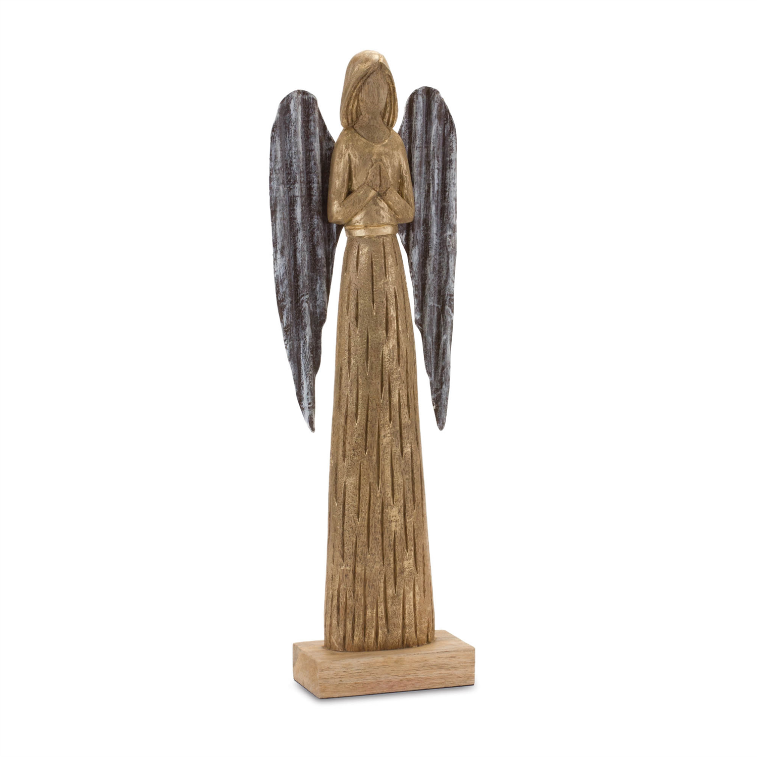 Carved Wood Angel Statue (Set of 2)