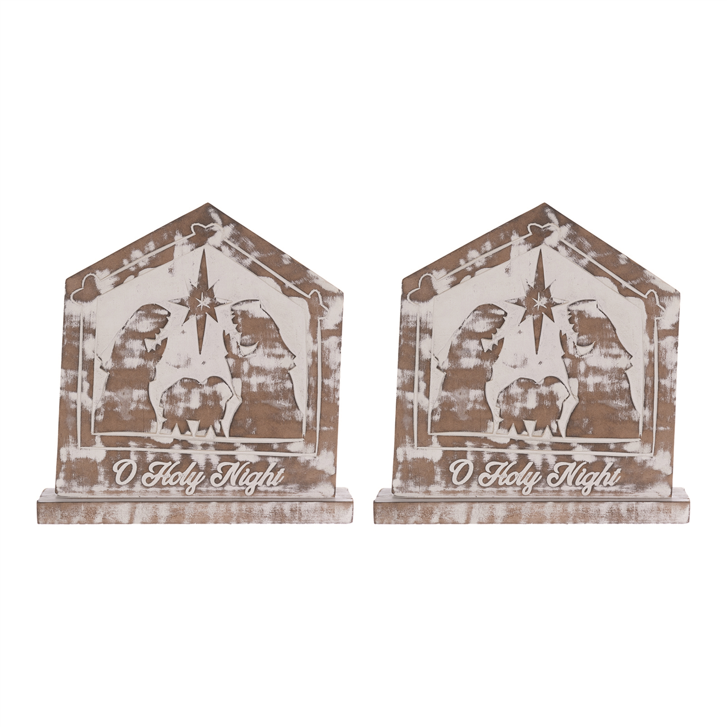 White Washed Nativity Sign (Set of 2)