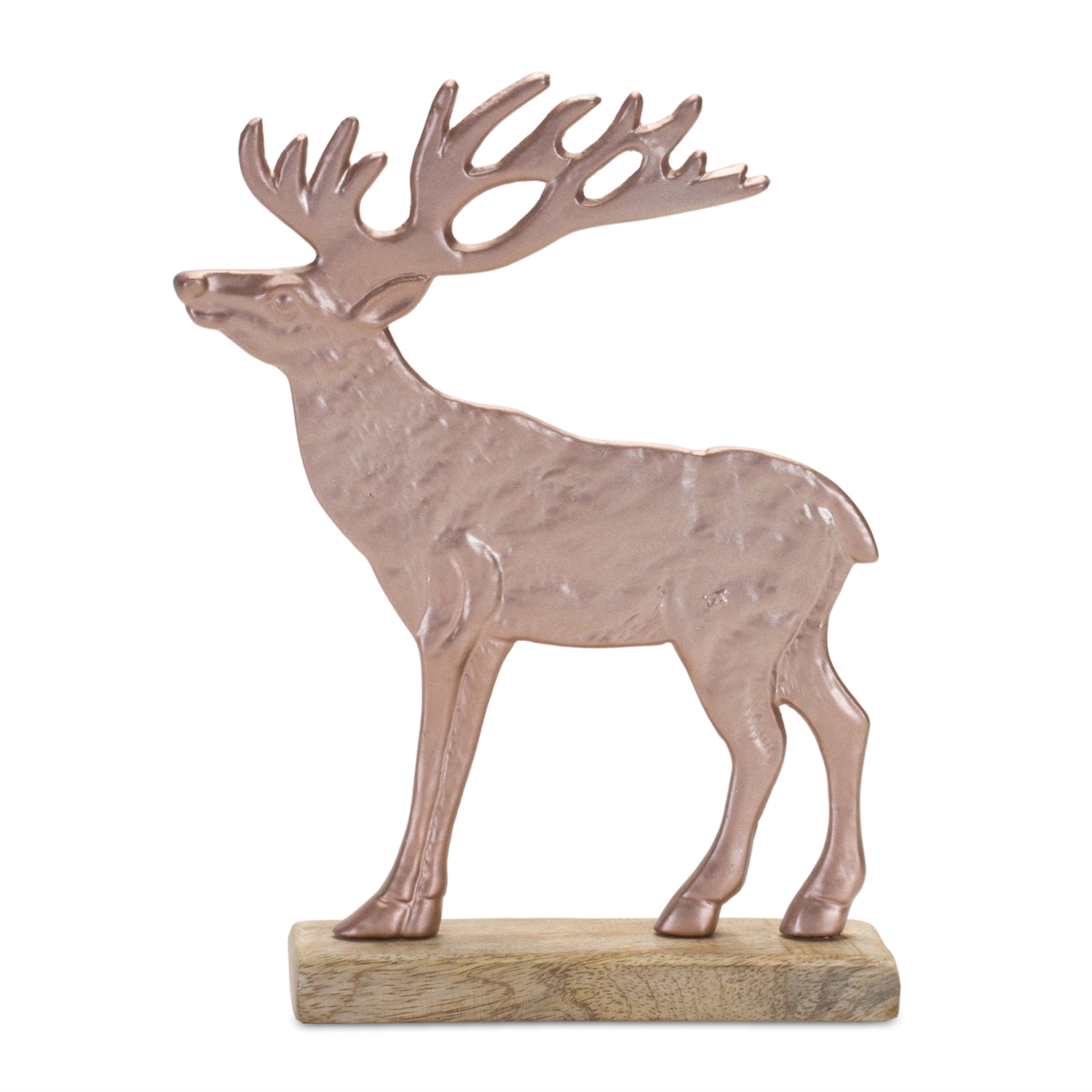 Metal Deer Silhouette with Wood Base (Set of 2)
