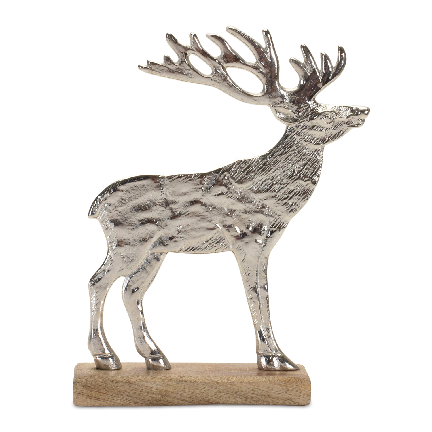 Metal Deer Silhouette with Wood Base (Set of 2)