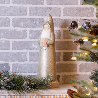 Glittered Sage Santa Statue (Set of 2)