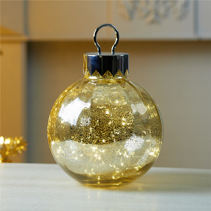 LED Ornament 9.5"D x 13"H Glass 3 AA Batteries Not Included
