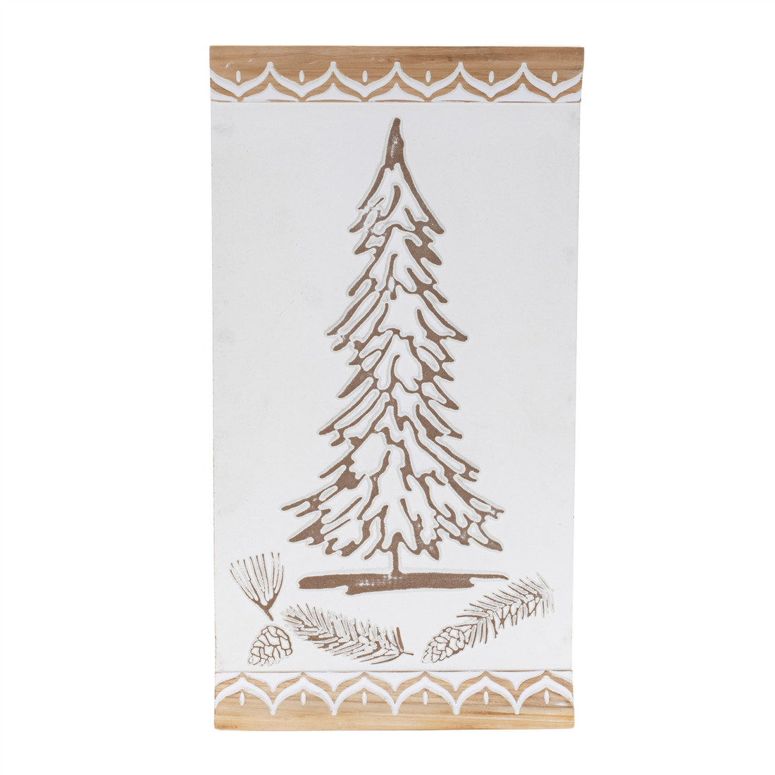 Carved Wood Pine Tree Wall Art 19"H