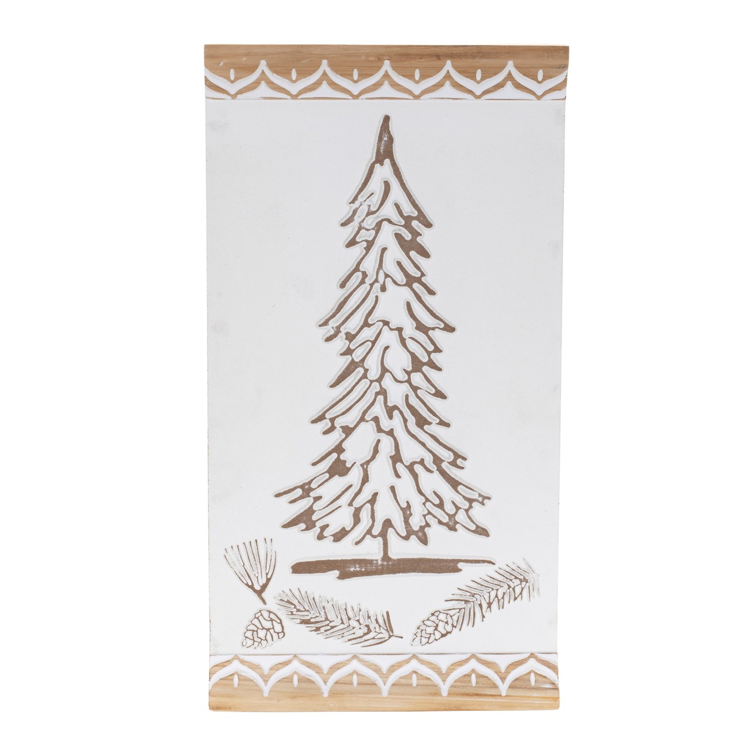 Carved Wood Pine Tree Wall Art 19"H