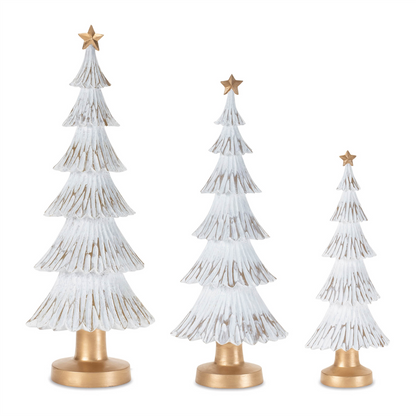 Carved Winter Christmas Tree (Set of 3)